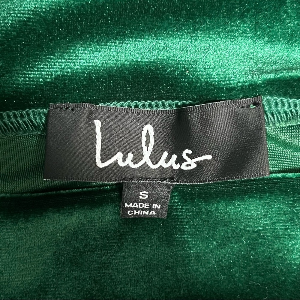 LULU’S Emerald GREEN VELVET stretch elastic waist sleek sexy midi pencil SKIRT - Picture 6 of 9